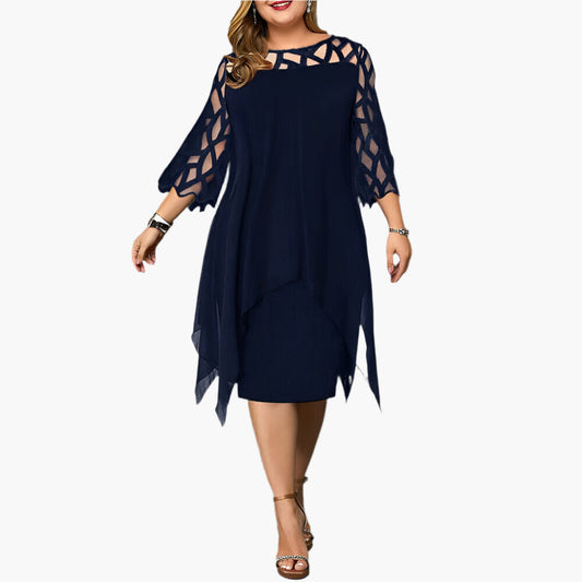 Damen Midikleid mit Spitzenärmeln – Elegantes Abendkleid für festliche Anlässe in großen Größen