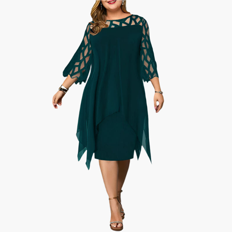 Damen Midikleid mit Spitzenärmeln – Elegantes Abendkleid für festliche Anlässe in großen Größen