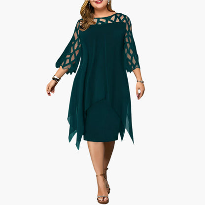 Damen Midikleid mit Spitzenärmeln – Elegantes Abendkleid für festliche Anlässe in großen Größen