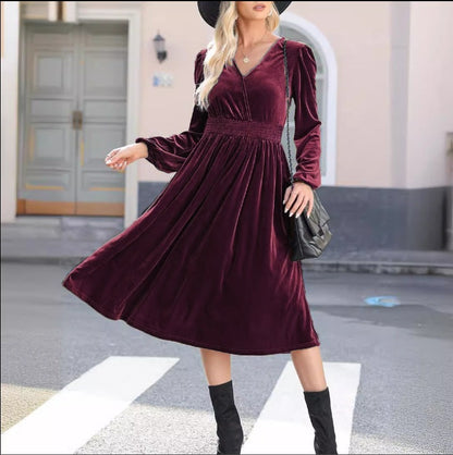 Shannon – Langärmliges Kleid in einfarbigem Design für Damen