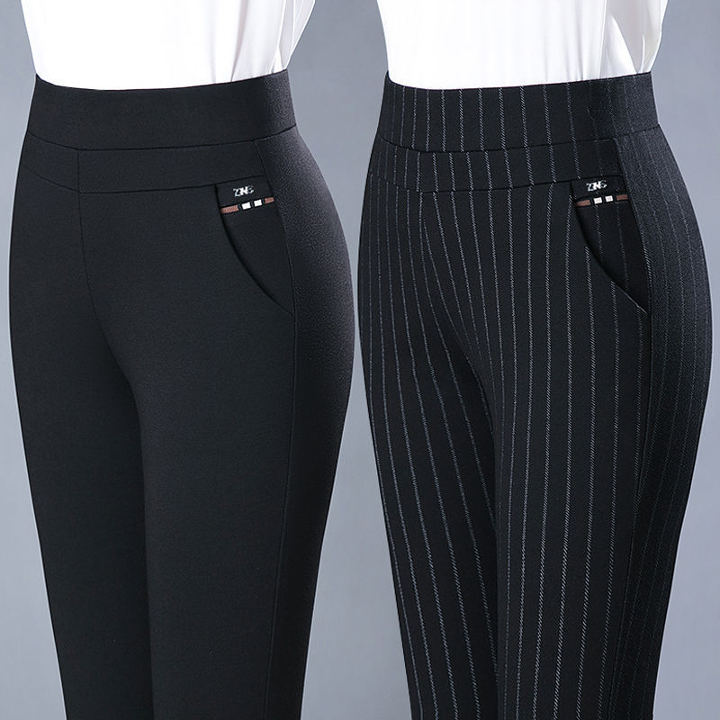 Denise – Elastische Hochbund Frühlings Freizeit Streifen Gerade Hose