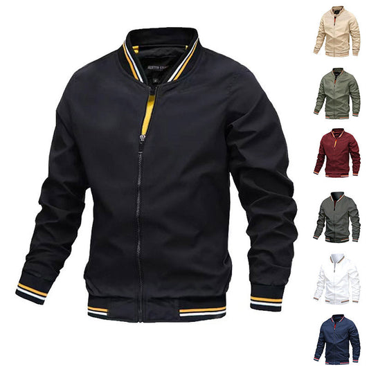 Herren Bomberjacke Freizeit & Sport – Stylische Übergangsjacke mit Streifenkragen