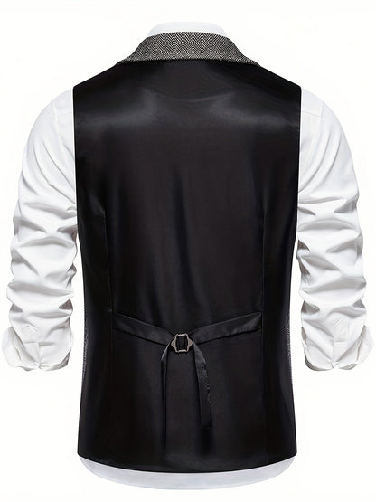Herren Weste Klassisch Modern Business Hochzeit – Elegantes Herrenwesten-Design mit Reverskragen und Retro-Charme