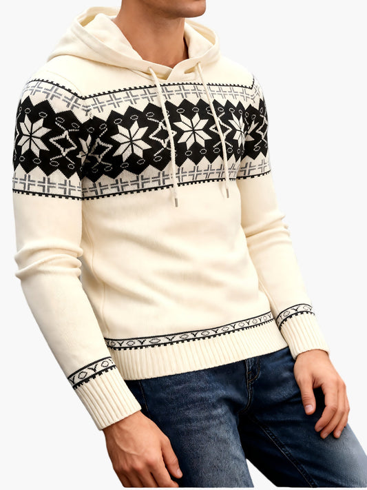 Herren Kapuzenpullover mit Norweger-Muster – Lässiger Winterpullover für Freizeit und Alltag