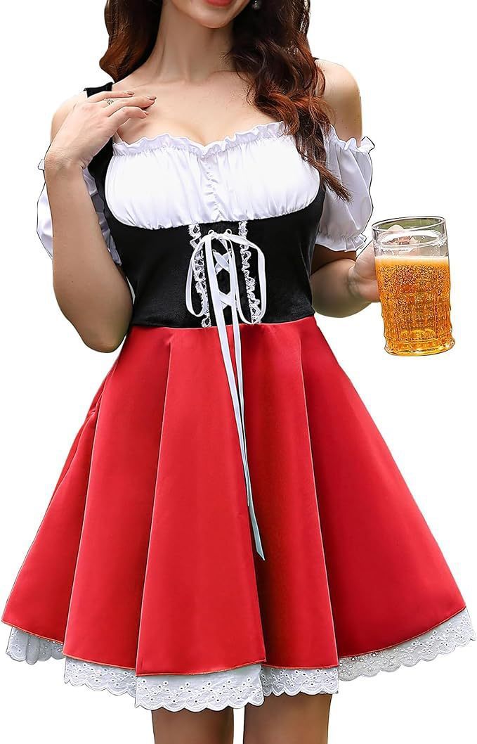 Damen Trachtenkleid Dirndl Kostüm für Bühne und Freizeit – Traditionelles Oktoberfest-Kleid