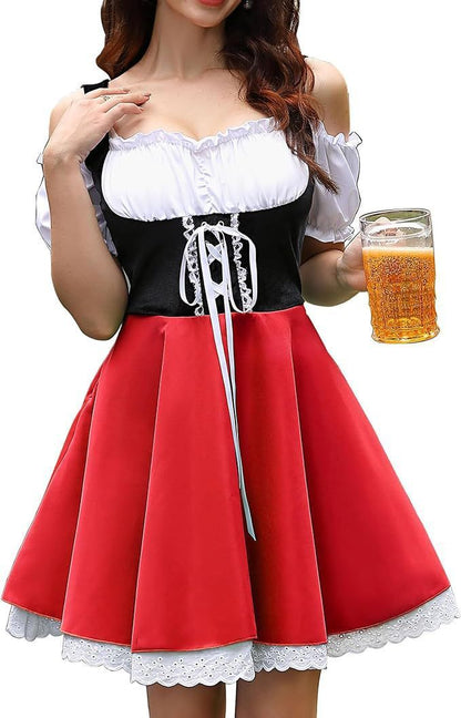 Damen Trachtenkleid Dirndl Kostüm für Bühne und Freizeit – Traditionelles Oktoberfest-Kleid