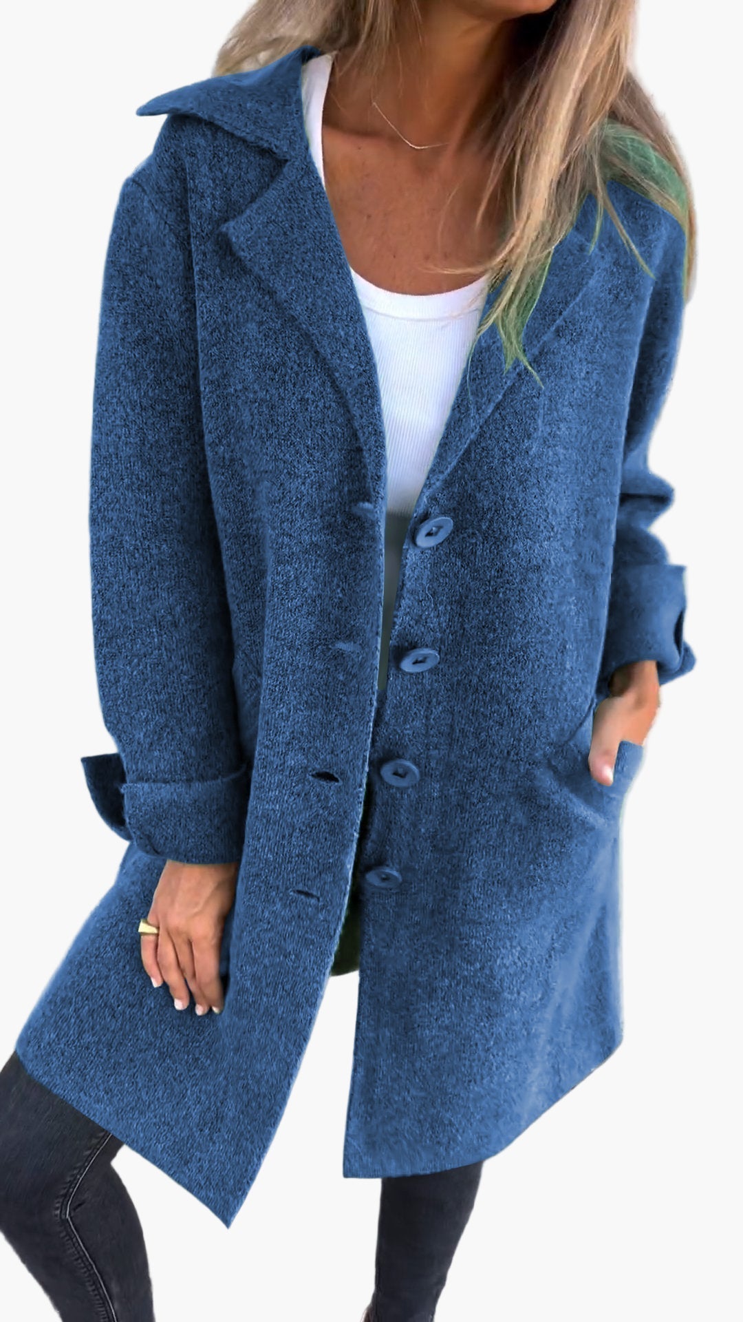 Damen Langer Casual Mantel mit Aufschlägen – Stilvoller Übergangslook für Alltag & Events