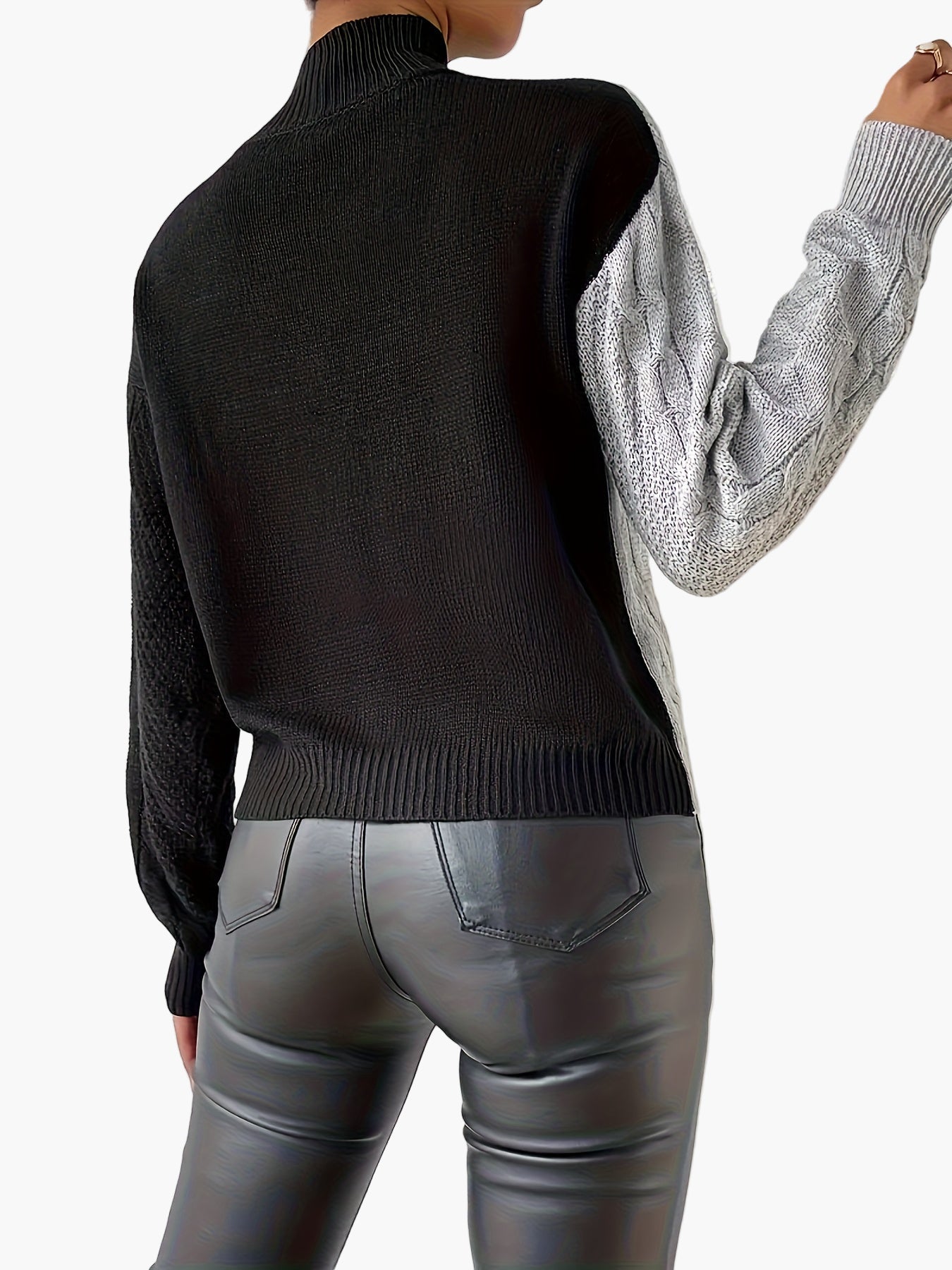Damen Pullover im Colorblock-Design mit modischem Patchwork und elegantem Stil – Ideal für Büro und Alltag