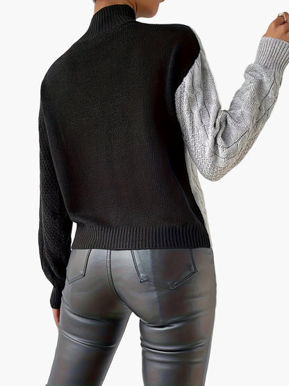Damen Pullover im Colorblock-Design mit modischem Patchwork und elegantem Stil – Ideal für Büro und Alltag