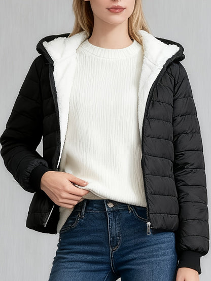 Damen Winter Steppjacke mit Kapuze – Eleganter Alltags-Look, Warm und Bequem