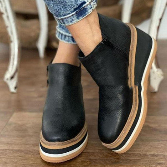 Jennifer – Flache Stiefel mit seitlichem Reißverschluss für Herbst und Winter