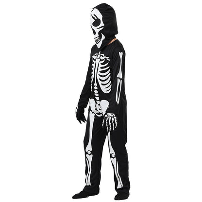 Halloween Kinder Skelett Kostüm – Leuchtender Ganzkörperanzug für Jungen und Mädchen – Perfekt für Halloween-Partys & Trick-or-Treat