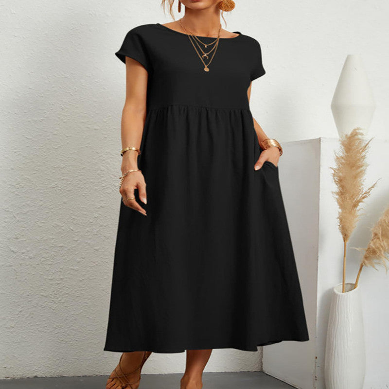 Audrey – Ärmelloses Baumwoll-Leinen-Kleid mit Taschen