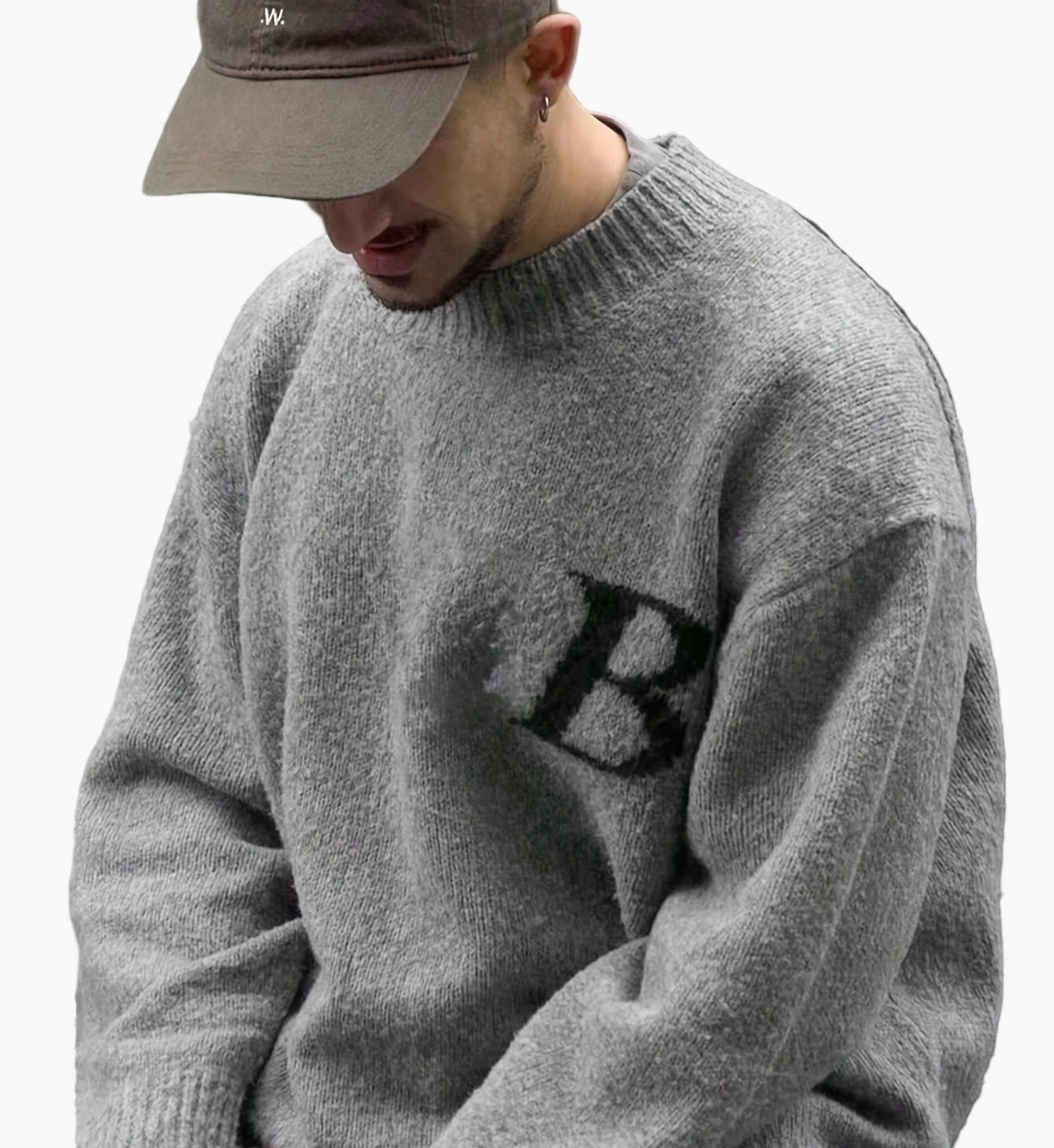 Herren Streetstyle Pullover mit Buchstaben-Detail und lockerem Schnitt – Ideal für Herbst & Winter