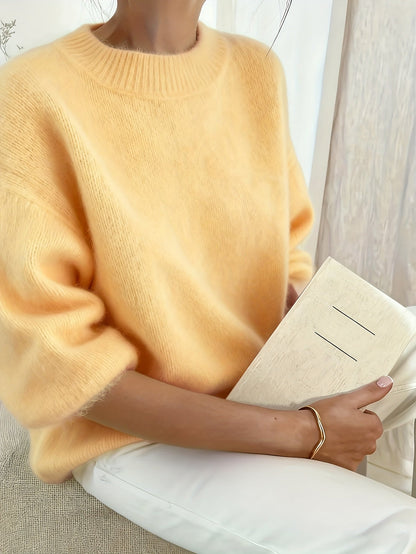 Damen Oversize Pullover Elegant Herbst Winter Freizeit