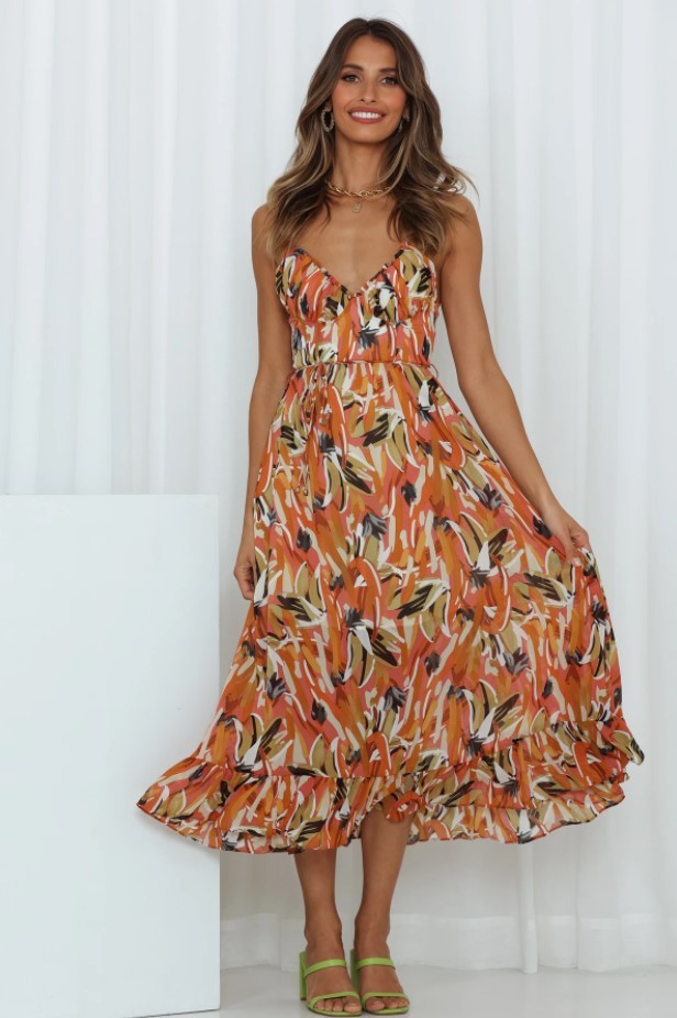 Diana – Boho-Schulterfreies Print-Kleid