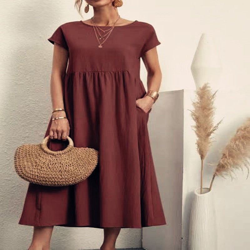 Audrey – Ärmelloses Baumwoll-Leinen-Kleid mit Taschen
