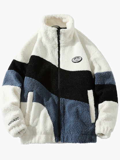 Herren Preppy Style Softshelljacke mit Farbblock-Design und Stehkragen – Freizeitjacke mit Reißverschluss