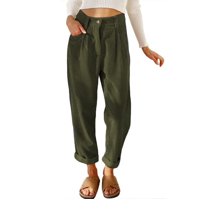 Marie – Hochtaillierte lässige Cordhose mit geradem Schnitt
