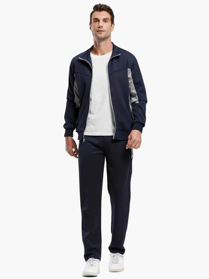 Herren Sportlicher Trainingsanzug Set – Freizeit & Fitness, Reißverschluss, Patchwork Stil