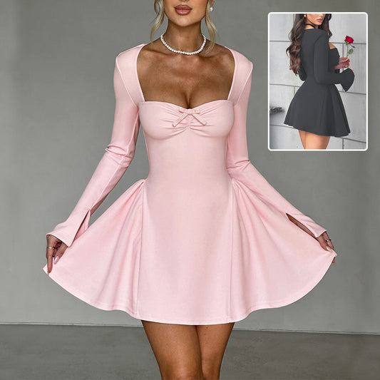 Phoebe – Langärmliges Low-Neck Kleid im Y2K-Stil