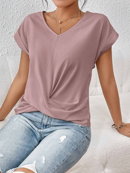Marie – Sommer Freizeit T-Shirt mit Unregelmäßigem Knoten