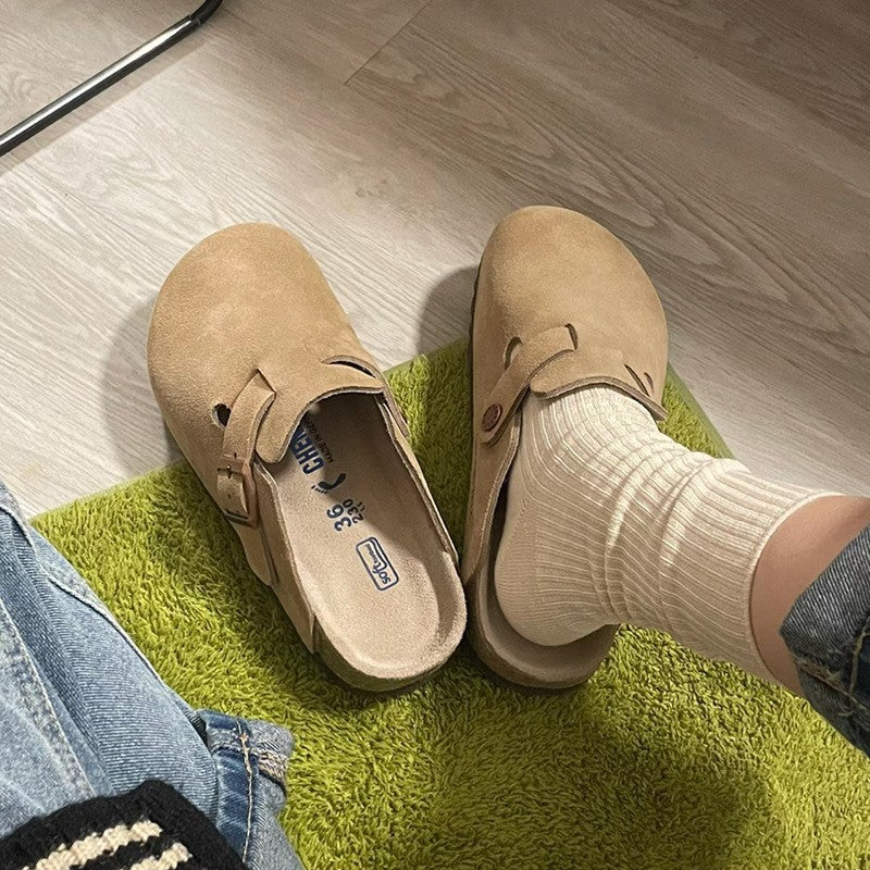 Lydia – Französische Retro Halbschuhe mit geschlossenem Zehenbereich aus veganem Leder