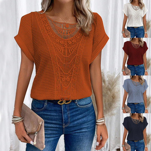 Megan – Sommerliches Kurzarm-T-Shirt mit Ausschnitt für Damen
