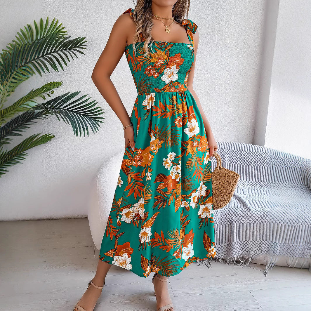 Vanessa – Blumenmuster Träger-Corsage Kleid für Frauen