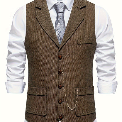 Herren Weste Klassisch Modern Business Hochzeit – Elegantes Herrenwesten-Design mit Reverskragen und Retro-Charme