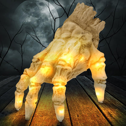 Halloween Deko Elektrische Leuchtende Zombiehand – Gruselige Bewegliche Hand für Party & Spukhaus