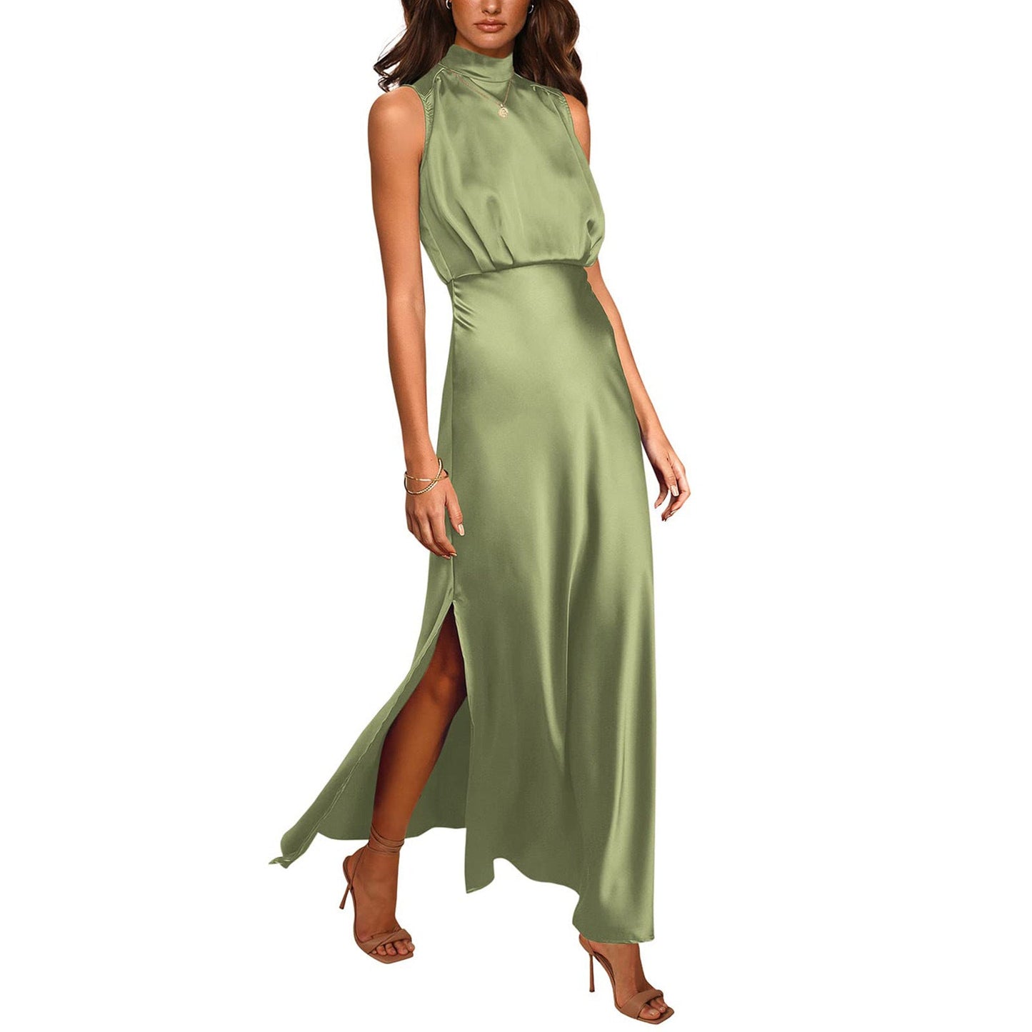 Judith – Satin-Kleid mit Stehkragen