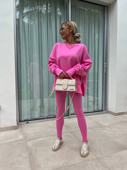 Grace – Lässiger Damen Sweater-Anzug mit langen Ärmeln und eng anliegenden Hosen