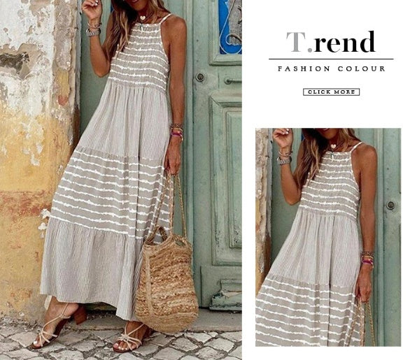 Anne – Gestreiftes Kleid mit hängendem Hals für Frühling und Sommer
