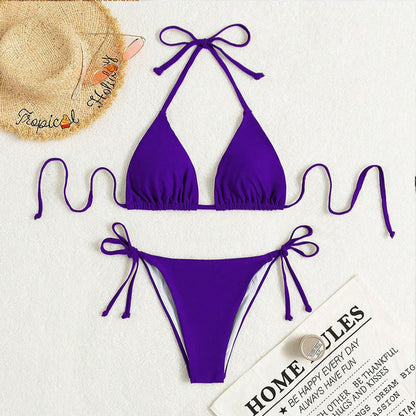 Anna – Bunter gebundener Halter-Bikini