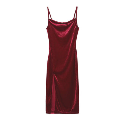 Pamela – Schickes Trägerkleid mit Spalt und ärmellos in soliden Farben