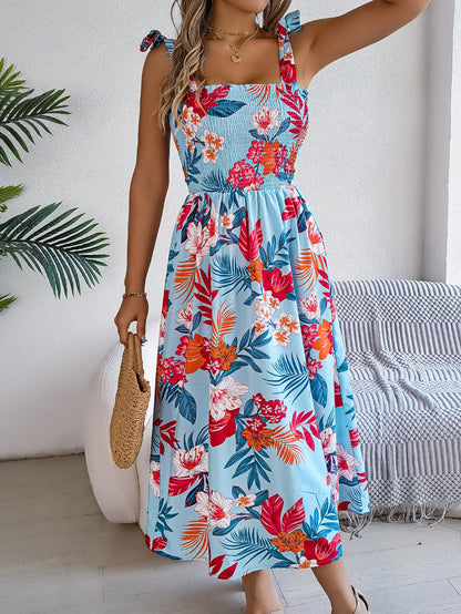 Vanessa – Blumenmuster Träger-Corsage Kleid für Frauen