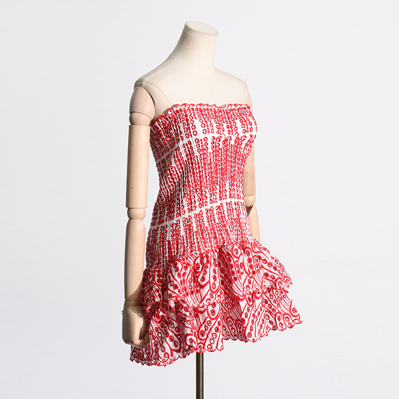 Wendy – A-Linien-Kleid mit Rüschen und modischem Druck für Strandpartys