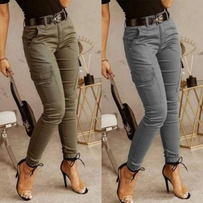 Andrea – Damenhosen mit niedriger Taille und Taschen