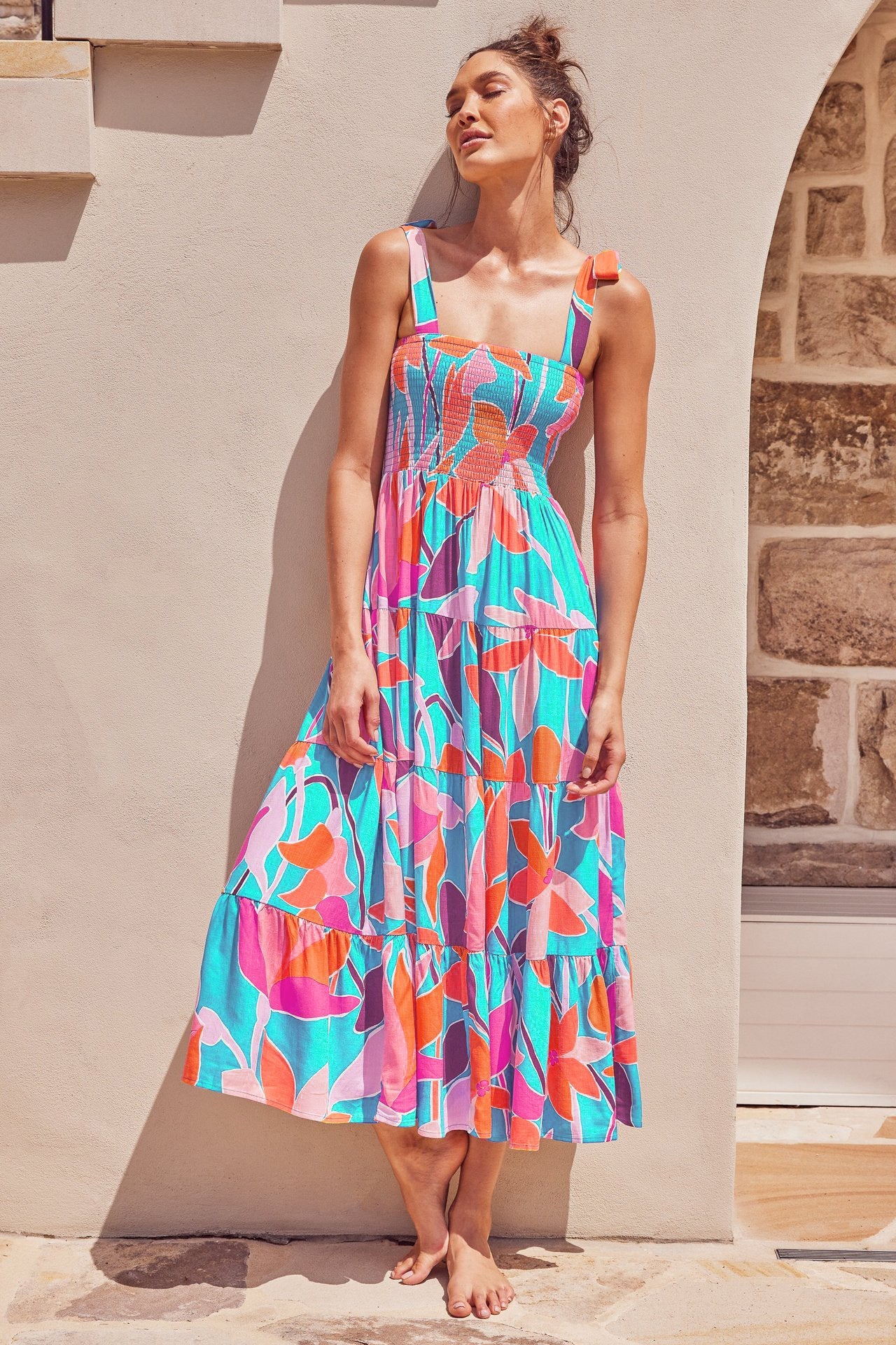 Tamara – Langes Kleid mit Sling-Tie-Druck