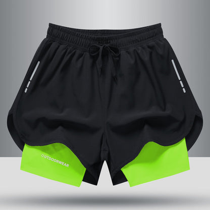 Ian – Sportliche Herren-Shorts mit Kordelzug und doppelter Schicht, schnelltrocknend und hoch elastisch