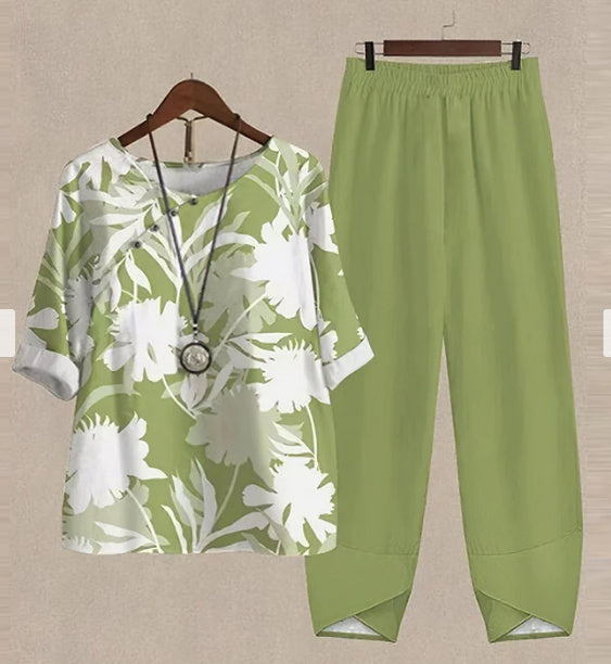 Abigail – Bedruckter Damenanzug mit Top und Hose
