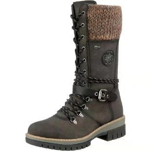 Holly – Winterliche Hohe Blockabsatzrunde Kopf Nählinie Plus Size Stiefel