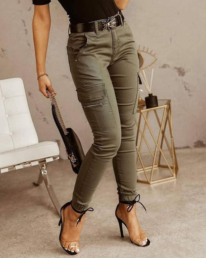 Andrea – Damenhosen mit niedriger Taille und Taschen