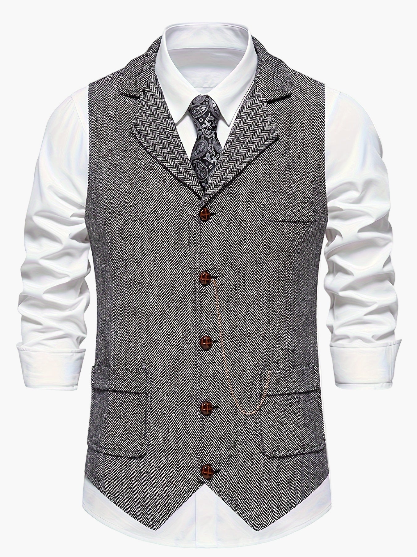 Herren Weste Klassisch Modern Business Hochzeit – Elegantes Herrenwesten-Design mit Reverskragen und Retro-Charme