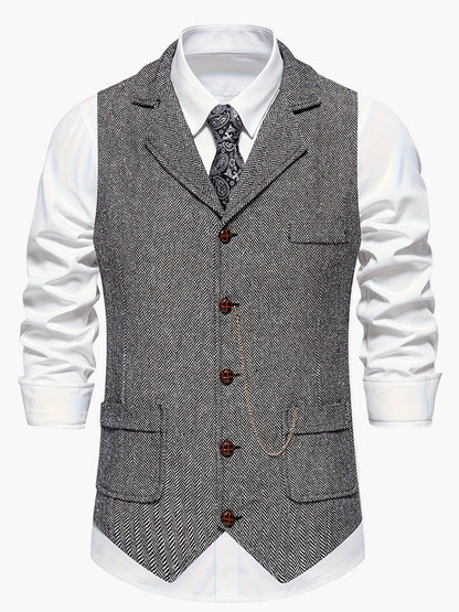 Herren Weste Klassisch Modern Business Hochzeit – Elegantes Herrenwesten-Design mit Reverskragen und Retro-Charme
