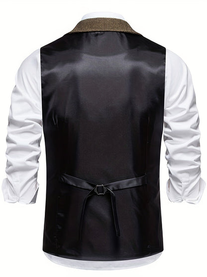 Herren Weste Klassisch Modern Business Hochzeit – Elegantes Herrenwesten-Design mit Reverskragen und Retro-Charme