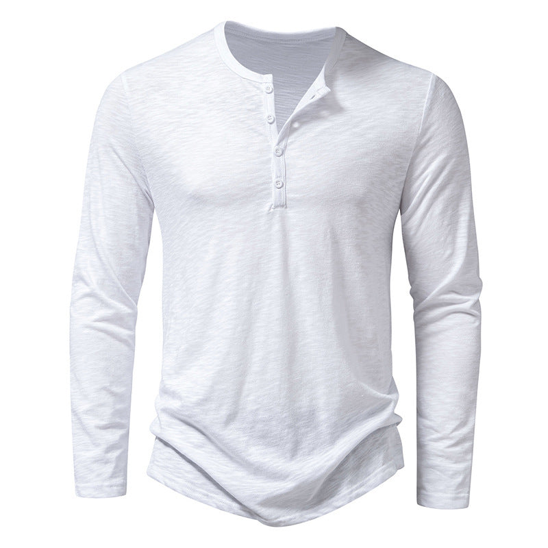 Tony – Langärmliges Herren T-Shirt mit Knopfleiste und Henry-Kragen