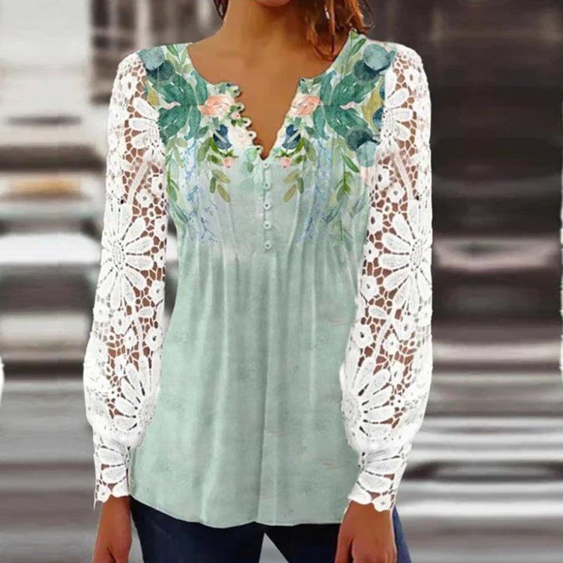 Stan – Damen T-Shirt mit Spitzenärmeln und Falten