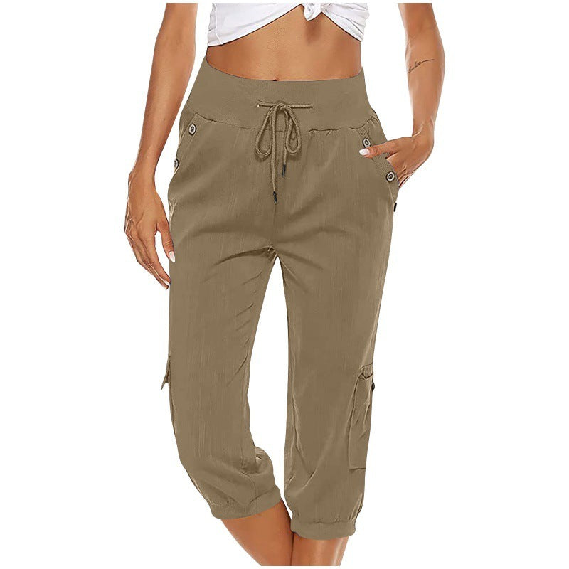 Rachel – Modische Damen Cargo-Hosen aus Baumwolle und Leinen mit Taschen